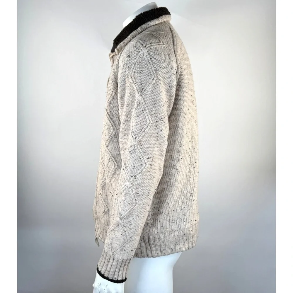 Johnston & Murphy Wool Fisherman Cardigan Mens XL Sherpa Heavyweight Jacket‎
